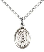 STERLING SILVER ST RITA OF CASCIA PENDANT WITH CHAIN - 1/2" x 1/4"
