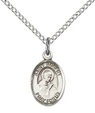 STERLING SILVER ST ROBERT BELLARMINE PENDANT WITH CHAIN - 1/2" x 1/4"