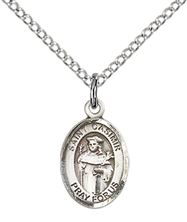 STERLING SILVER ST CASIMIR OF POLAND PENDANT WITH CHAIN - 1/2" x 1/4"