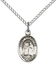STERLING SILVER ST VALENTINE OF ROME PENDANT WITH CHAIN - 1/2" x 1/4"