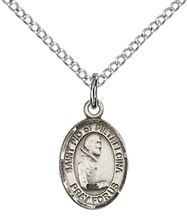 STERLING SILVER ST PIO OF PIETRELCINA PENDANT WITH CHAIN - 1/2" x 1/4"