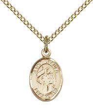 14KT GOLD FILLED ST URSULA PENDANT WITH CHAIN - 1/2" x 1/4"