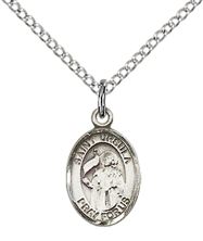 STERLING SILVER ST URSULA PENDANT WITH CHAIN - 1/2" x 1/4"