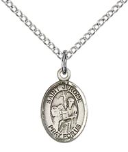 STERLING SILVER ST JEROME PENDANT WITH CHAIN - 1/2" x 1/4"