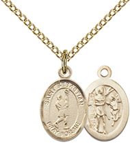 14KT GOLD FILLED ST SEBASTIAN-LACROSSE PENDANT WITH CHAIN - 1/2" x 1/4"