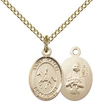14KT GOLD FILLED ST KATERI-EQUESTRIAN PENDANT WITH CHAIN - 1/2" x 1/4"