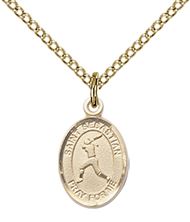 14KT GOLD FILLED ST SEBASTIAN-SOFTBALL PENDANT WITH CHAIN - 1/2" x 1/4"