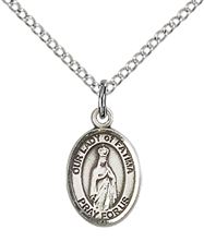STERLING SILVER OUR LADY OF FATIMA PENDANT WITH CHAIN - 1/2" x 1/4"