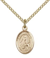 14KT GOLD FILLED ST THERESE OF LISIEUX PENDANT WITH CHAIN - 1/2" x 1/4"