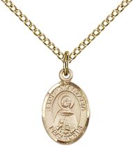 14KT GOLD FILLED ST ANASTASIA PENDANT WITH CHAIN - 1/2" x 1/4"