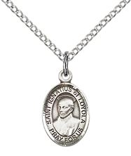 STERLING SILVER ST IGNATIUS OF LOYOLA PENDANT WITH CHAIN - 1/2" x 1/4"