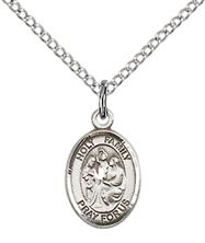 STERLING SILVER HOLY FAMILY PENDANT WITH CHAIN - 1/2" x 1/4"