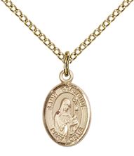 14KT GOLD FILLED ST GERTRUDE OF NIVELLES PENDANT WITH CHAIN - 1/2" x 1/4"