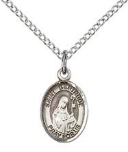 STERLING SILVER ST GERTRUDE OF NIVELLES PENDANT WITH CHAIN - 1/2" x 1/4"