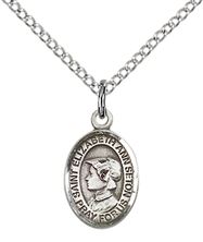 STERLING SILVER ST ELIZABETH ANN SETON PENDANT WITH CHAIN - 1/2" x 1/4"