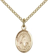 14KT GOLD FILLED OUR LADY OF LEBANON PENDANT WITH CHAIN - 1/2" x 1/4"