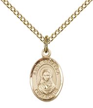 14KT GOLD FILLED ST REBECCA PENDANT WITH CHAIN - 1/2" x 1/4"