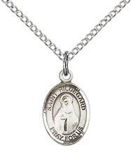 STERLING SILVER ST HILDEGARD VON BINGEN PENDANT WITH CHAIN - 1/2" x 1/4"