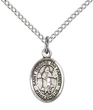 STERLING SILVER ST ISIDORE THE FARMER PENDANT WITH CHAIN - 1/2" x 1/4"