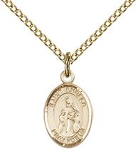 14KT GOLD FILLED ST ANGELA MERICI PENDANT WITH CHAIN - 1/2" x 1/4"