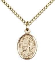 14KT GOLD FILLED OUR LADY OF LOURDES PENDANT WITH CHAIN - 1/2" x 1/4"