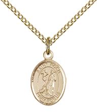 14KT GOLD FILLED ST ROCH PENDANT WITH CHAIN - 1/2" x 1/4"