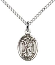 STERLING SILVER ST ROCH PENDANT WITH CHAIN - 1/2" x 1/4"