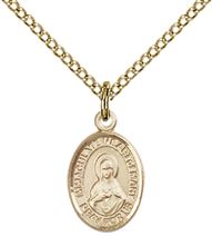 14KT GOLD FILLED IMMACULATE HEART OF MARY PENDANT WITH CHAIN - 1/2" x 1/4"