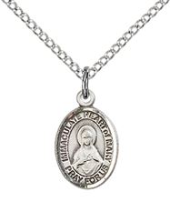 STERLING SILVER IMMACULATE HEART OF MARY PENDANT WITH CHAIN - 1/2" x 1/4"