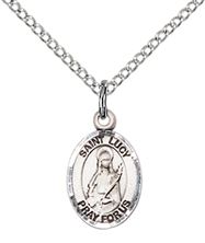 STERLING SILVER ST LUCY PENDANT WITH CHAIN - 1/2" x 1/4"