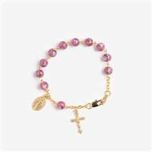 PINK ROSE LANTERN BEAD ROSARY BRACELET