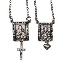 STERLING SILVER SCAPULAR WITH CROSS and HEART