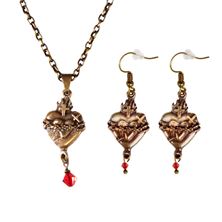 BRONZE TWO HEARTS NECKLACE (19") and EARRING SET