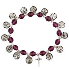 PURPLE BEAD STATIONS OF THE CROSS BRACELET