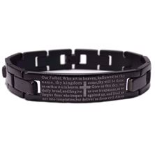 MEN'S BLACK STAINLESS BRACELET WITH OUR FATHER