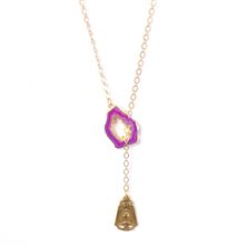LARIAT NECKLACE (16"-18") - MIRACULOUS MEDAL WITH PINK AGATE
