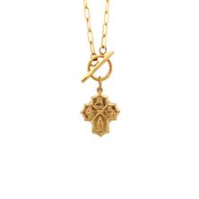 PAPER CLIP NECKLACE (16") - FOUR WAY CROSS MEDAL