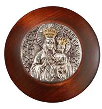 HANDCRAFTED BROWN WOOD ROSARY BOX - OUR LADY OF CZESTOCHOWA