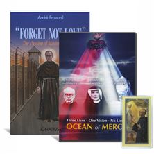 ST. MAXIMILIAN KOLBE BOOK and DVD SET WITH HOLY CARD