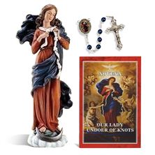 OUR LADY UNDOER OF KNOTS STATUE and ROSARY SET