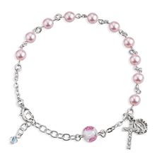 PINK PEARL ROSARY BRACELET with Miraculous Medal