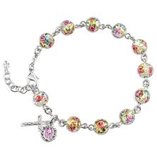 Murano Round Glass Rosary Bracelet with Miraculous Medal