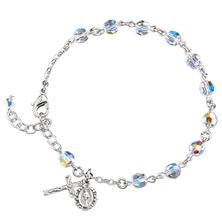 Round Crystal Rosary Bracelet - Miraculous Medal and Crucifix