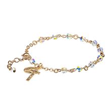 Aurora Borealis Crystal Heart Bracelet - Miraculous Medal and Crucifix