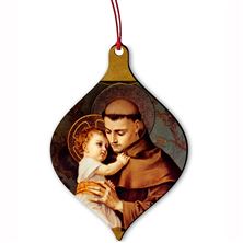 ST ANTHONY WITH JESUS WOOD ORNAMENT