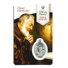 PADRE PIO HOLY CARD WITH MEDAL FOR HEALING