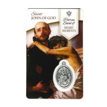 HEALING SAINT JOHN OF GOD - HOLY CARD WITH MEDAL