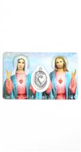IMMACULATE HEART OF MARY and SACRED HEART OF JESUS HOLY CARD WITH MEDAL