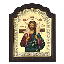 JESUS CHRIST THE GOOD SHEPHERD ENGRAVED ARCHED ICON - 7.9"