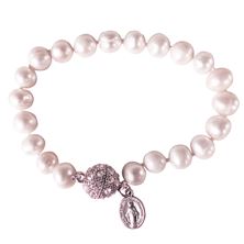 PEARL BEAD BRACELET WITH MIRACULOUS MEDAL